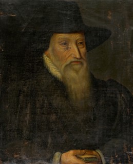 Portrait of a white-bearded man in a black wide-brimmed hat, oil on canvas, 78 x 65 cm, unmarked,