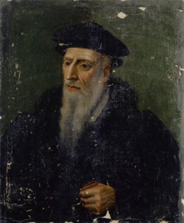 Portrait of Guillaume Farel, oil on canvas, 76 x 62 cm, unmarked., Top left: MDL ... [further digit