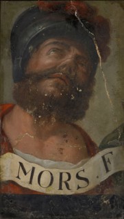 Charonda's suicide: Charonda's head, 1521, tempera on lime plaster (al secco), 32.8 x 19 cm,
