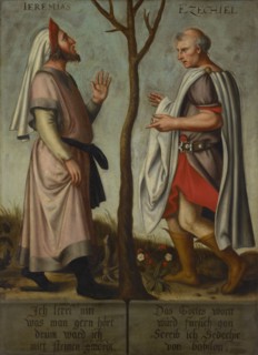 The prophets Jeremiah and Ezekiel, oil on canvas, 103 x 75.5 cm, unsigned., About the figures: