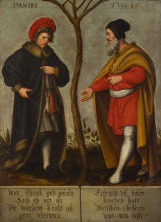 The prophets Daniel and Hosea, oil on canvas, 104.5 x 75.5 cm, unsigned., About the figures: DANIEL