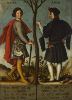 The Prophets Joel and Amos, oil on canvas, 105 x 76 cm, unmarked., About the figures: IOHEL and
