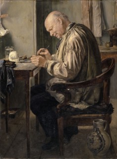 The dental technician (Carl Friedrich Mohr, 1812-1891), 1876/1884, oil on panel, 74 x 56 cm, signed