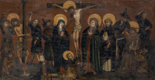 Flagellation, crucifixion and thorn crowning with Maria, Johannes, the hll., Maria Magdalena,