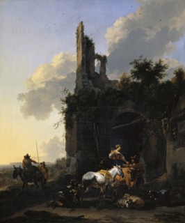 Rest in front of the tavern, around 1650, oil on canvas, 80.9 x 66.4 cm, signed lower left: