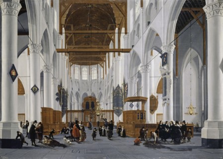 The interior of the Laurenskerk in Rotterdam, 1652, oil on oak, 87.5 x 122.9 cm, signed and dated