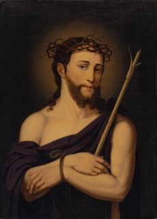 Christ as Ecce homo, 1819, oil on oak, 46 x 33.2 cm, signed and dated lower right: M.Wocher, pinx