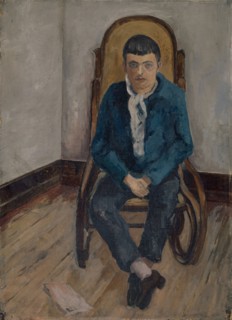 Portrait of the painter Walter Kurt Wiemken, oil on board, 58.5 x 46 cm (with frame), unmarked, Max