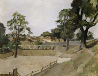 Plaza de toros, Collioure, 1935, oil on canvas, 70 x 90 cm, signed and dated lower right: M.