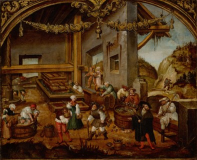 Vintage and Press: Monthly picture for September, c. 1516/25, oil on panel, 32.3 x 39.2 cm,
