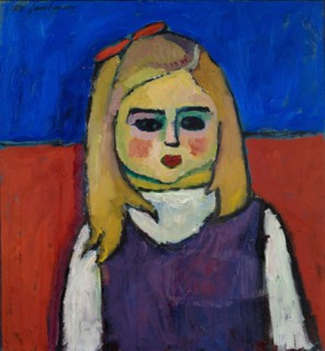 Child [verso: Frauenkopf, c. 1908/10], c. 1909, oil and tempera on linen textured cardboard, 53.5 x