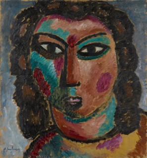 Brown Curls [verso: Portrait of Helene, c. 1913], 1913, oil on cardboard, 53.5 x 49.5 cm, signed