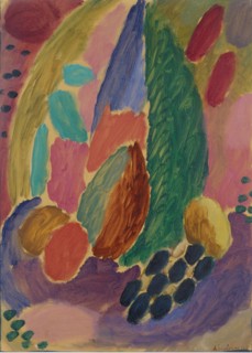 Large variation, 1915, oil and pencil on linen textured paper, mounted on hardboard, 52 x 37.5 cm,