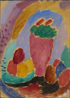 Still Life, 1915, oil and pencil on linen textured paper, mounted on cardboard, 51.5 x 36.5 cm,