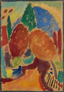 Variation: The Orange Path, 1916, oil and charcoal on linen textured cardboard, 37.5 x 26 cm,