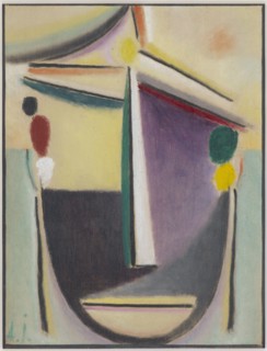 Abstract Head: Black-Yellow-Violet, around 1922, oil on linen textured cardboard, 36 x 27.5 cm,