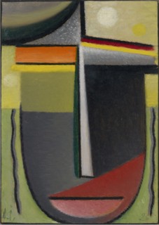 Abstract Head: Green Gold Looking Green, 1926, oil on linen textured cardboard, 34.5 x 24.5 cm,