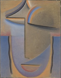 Abstract head: Evening, 1927, oil and charcoal on linen-textured cardboard, 43 x 33.5 cm, Signed et