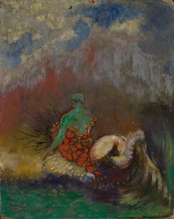 La sirène, around 1900, oil and gold powder on fiberboard, 27 x 22 cm, signed and dated, l .: