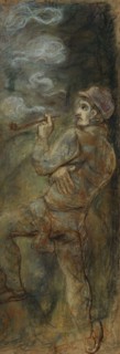 Smoker, 1917, pastel on cardboard, 151 x 52.5 cm, inscribed verso: 723, Stiftung Im Obersteg,