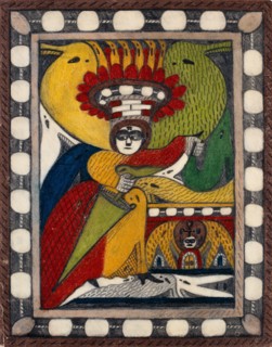 Skt. Adolf = Throne, = Alpa = Roosali, 1917, pencil and crayon, sheet: 28.9 x 22 cm, recto without