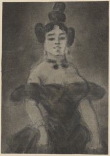 Whore with hands in pockets, pencil, washed, mounted, leaf: 18.5 x 13 cm, not marked, Constantin