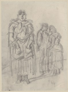 Strassendirne and smaller pair, pencil, mounted, leaf: 17.7 x 13 cm, not marked, Constantin Guys,