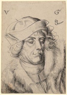 Portrait of a man with a beret and fur collar, around 1507, pen in black, leaf: 15.4 x 10.8 cm, O.
