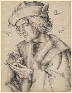 Portrait of a man with pocket sundial, around 1505/08, pen in black, sheet: 19.2 x 14.8 cm, O. l.,