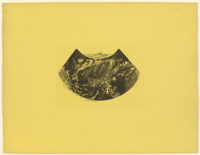Les drames de la mer (Une descente dans le Maelstrom), 1889, zincography in black on yellow vellum,