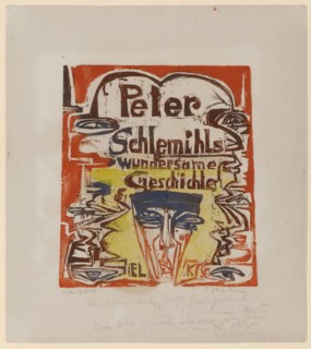 Title page of the woodcut sequence to Adelbert von Chamisso's story Peter Schlemihl's miraculous