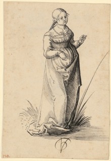 Young girl, turned to the right, c. 1514, feather in black, leaf: 14.2 x 96 cm, signed monogram: VG