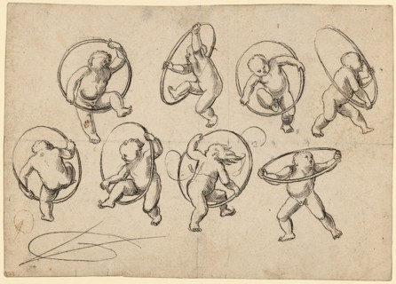 Eight children rising through hoops, around 1514, feather in black, leaf: 14.7 x 20.8 cm, U. l.,