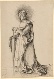 The hl., Katharina, c. 1514, feather in black, leaf: 29.1, 29.6 x 20 cm, U. M. Remains of the