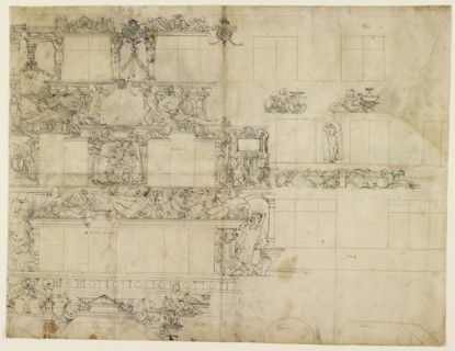 Design for a façade painting with Janus, c. 1575/77, feather in black, leaf: 57.3 x 75.5 cm, Hans
