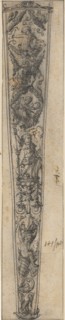 Design for a Dagger Sheath with Putti, c. 1517/18, feather in black, laid down on paper, sheet: 26