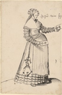 Woman with playing cards, c. 1515/16, pen in black, sheet: 18.4 x 11.9 cm, O. r., denominated: Dz