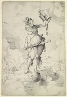 Allegory of the fortune of war, c. 1516/18, pen in black, leaf: 31.8 x 21.9 cm, U. M. monogrammed