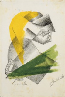 Prayer II, around 1913, lithograph, watercolored, sheet: 17.5 x 11.7 cm, Im Stein u., l, .,