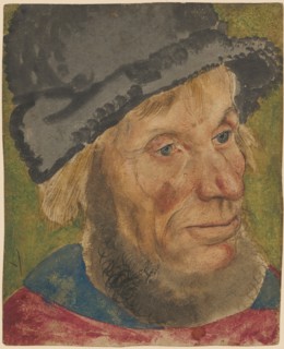 Portrait of a peasant man, c. 1525, watercolor, occasionally heightened in white, beard quill,