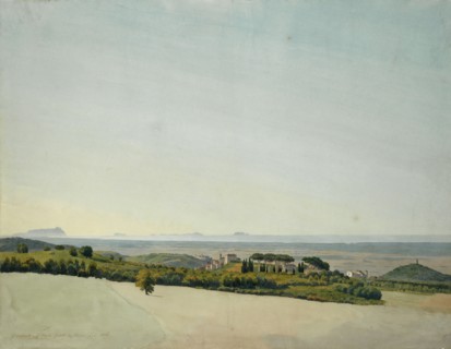 View from Monte Gentile, July 1816, pencil, quill, watercolor, sheet: 38.3 x 49.4 cm, inscribed