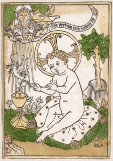The Christ Child with the chalice, c. 1460, woodcut, colored, unique, page: 27.5 x 19 cm, O.