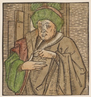 Hermes Trismegistos, c. 1460/70, woodcut, colored (unique), unique, leaf: 9.5 x 8.9 cm, Anonym,