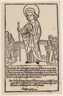 Saint Maginus of Tarragona (Minus), c. 1490, reprint of the eighteenth century, woodcut, sheet: 26