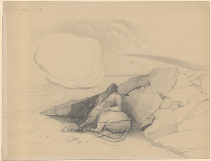 Centaur, looking at a cloud, Royan 1863, pencil, sheet: 24.5 x 32.2 cm (largest mass), U. r.,