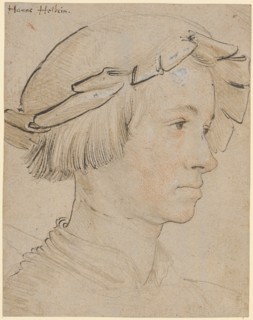 Portrait of a youth with a blended beret, circa 1517, silver pencil, red chalk and a brush, on the