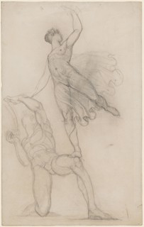 Dancer and dancer, 1814/20, black chalk, pencil, verso: chalk, brush in brown, leaf: 32.4 x 20.3