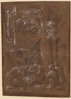 Adoration of the Shepherds, 1514, feather in black, heightened with white, on dark brown primed