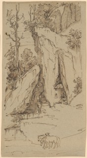 Einsiedler leads Rosse to the Potions, c. 1837, pen and ink in brown on light gray paper, sheet: 32