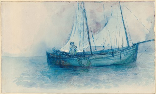 The Death Ship, watercolor, sheet: 15.8 x 26.2 cm, unmarked, Odilon Redon, Bordeaux 1840–1916 Paris